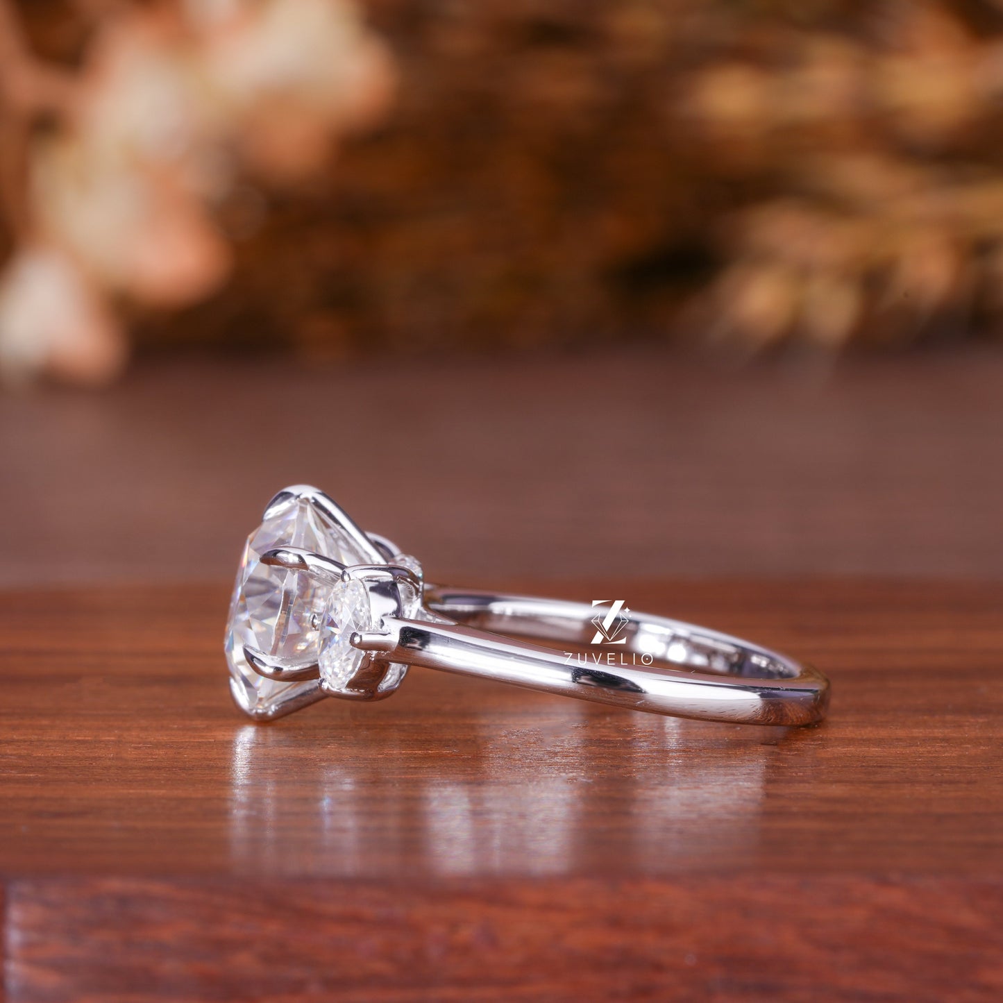 Three Stone Moissanite Ring