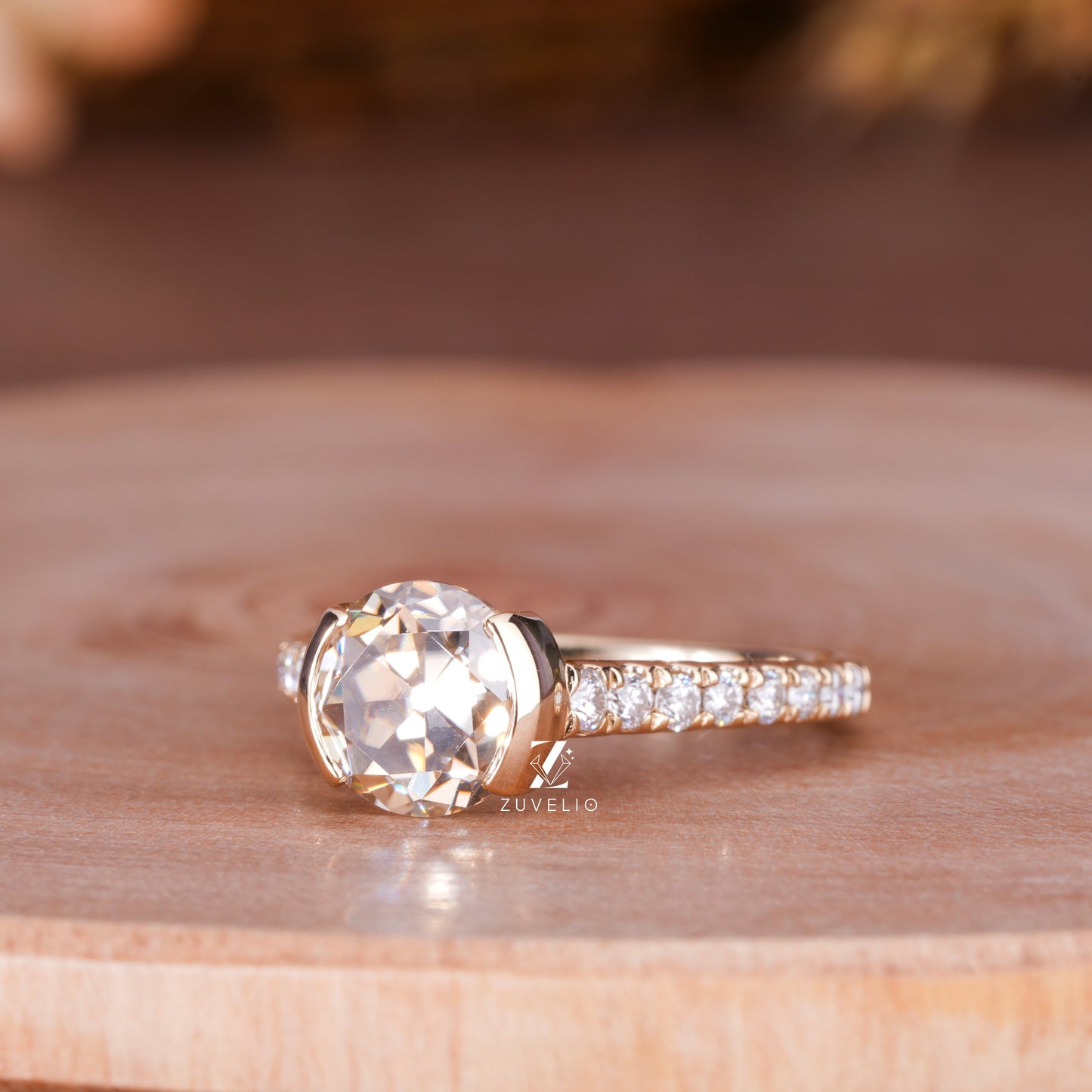 Champange OEC Moissanite Ring
