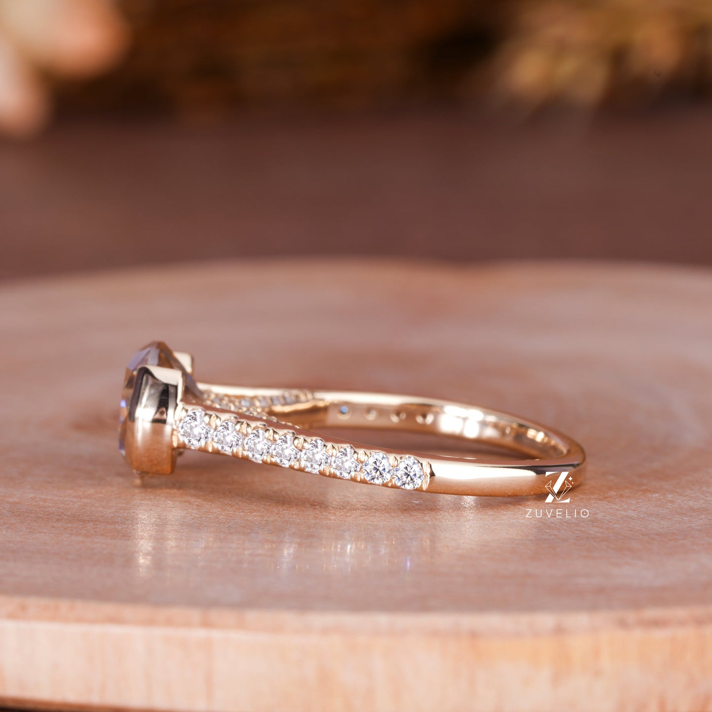 Champange OEC Moissanite Ring