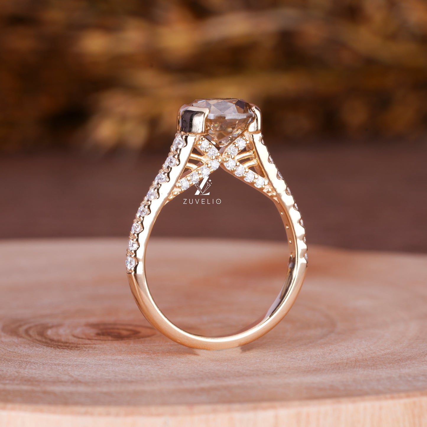 Champange OEC Moissanite Ring