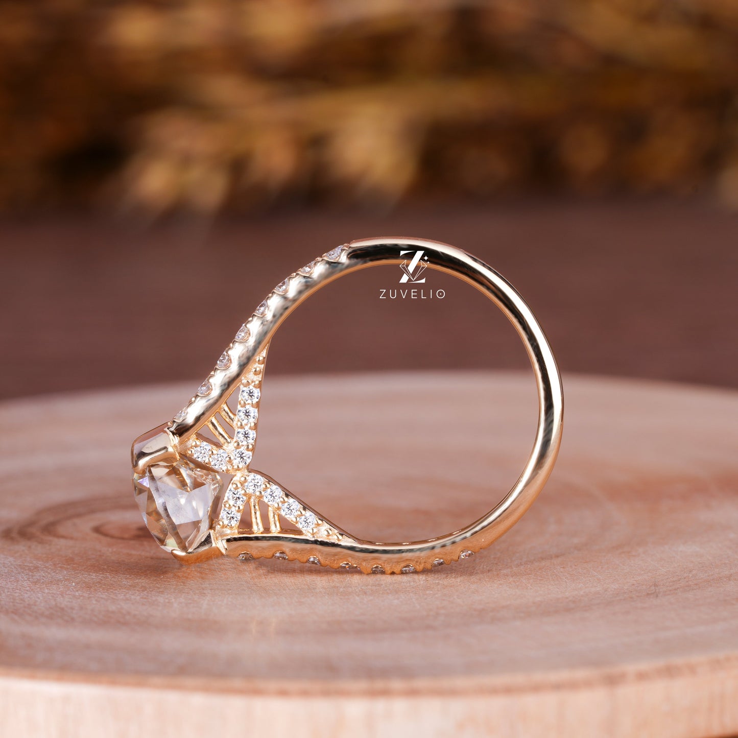 Champange OEC Moissanite Ring