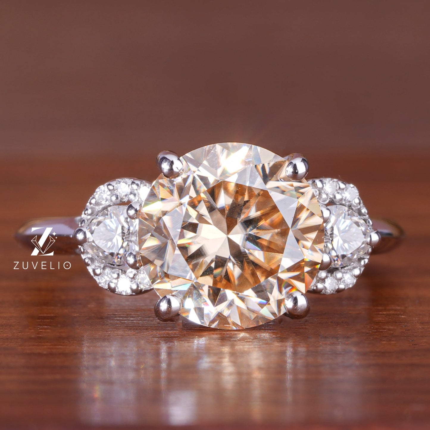Round Champagne Moissanite Ring