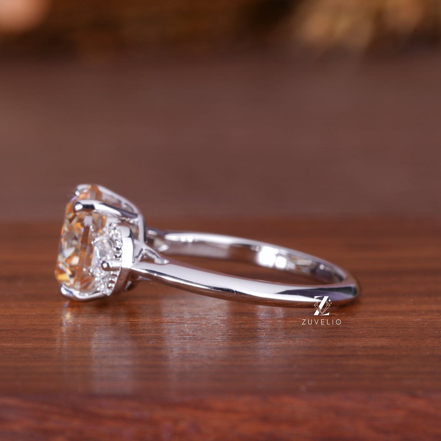 Round Champagne Moissanite Ring