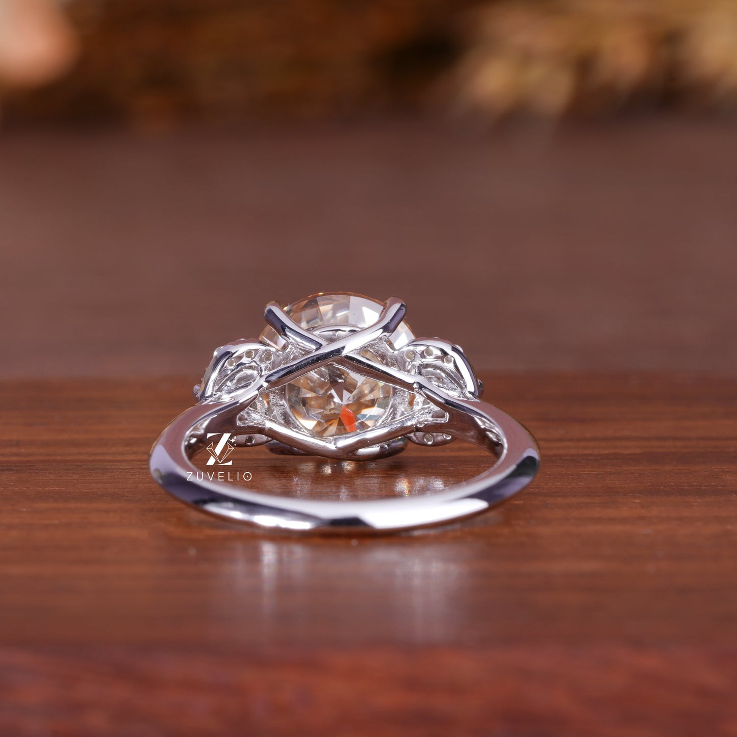 Round Champagne Moissanite Ring