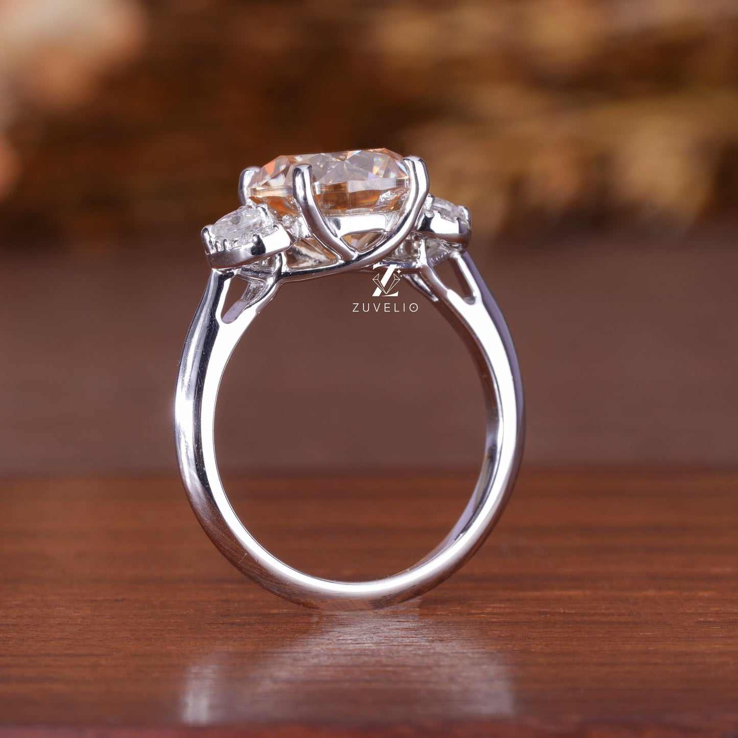 Round Champagne Moissanite Ring