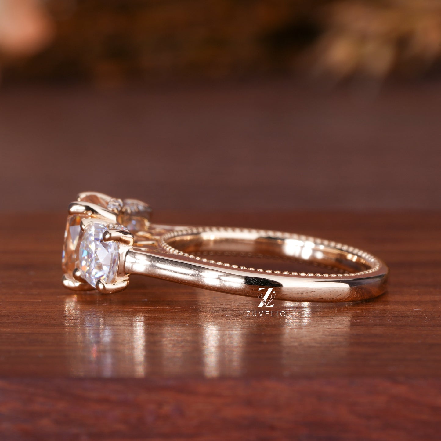 Champagne Cushion Moissanite Ring