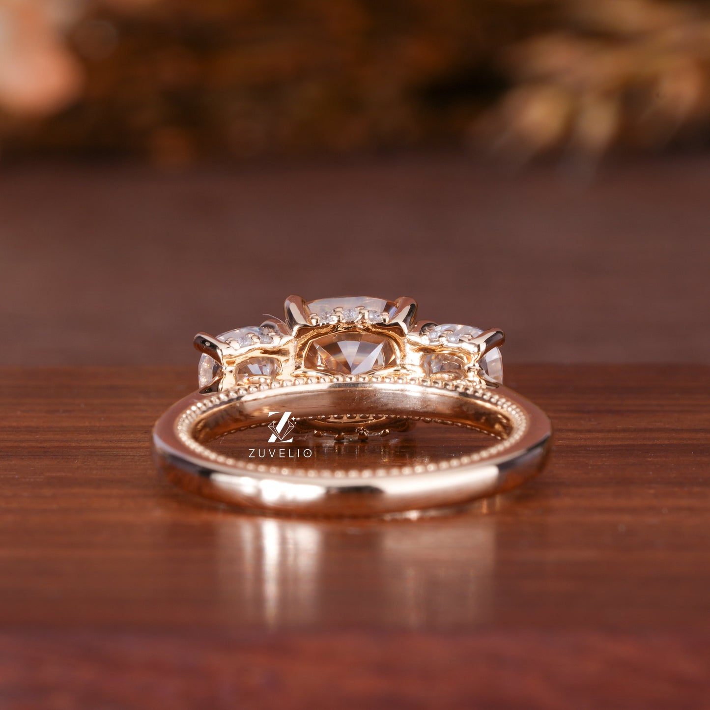 Champagne Cushion Moissanite Ring