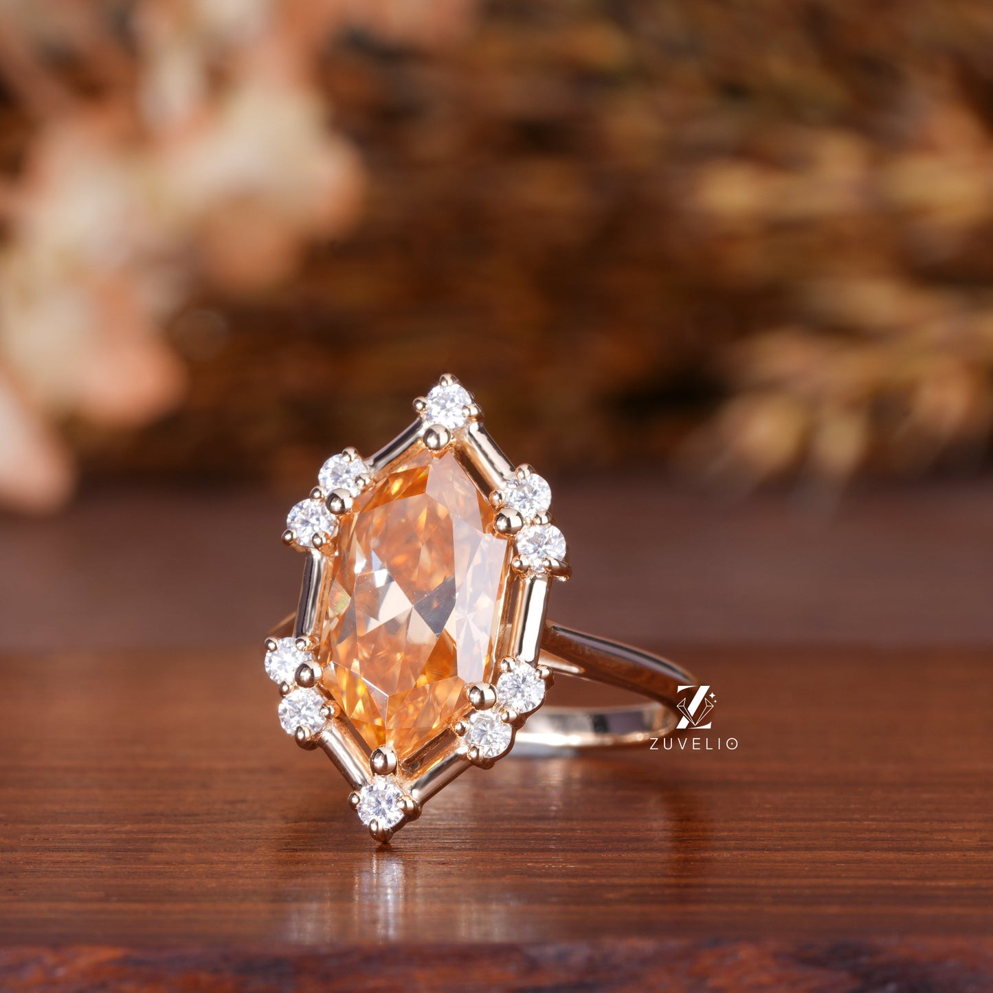 Hexagon Cut Moissanite Ring