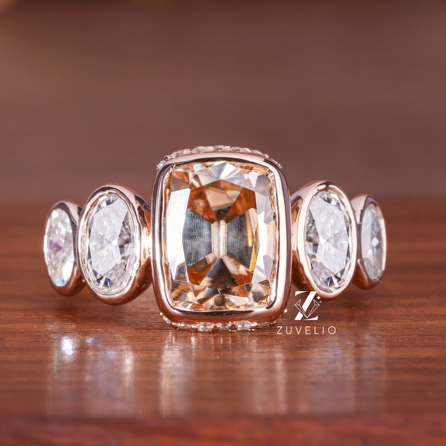 Cushion Chamapgne Moissanite Ring