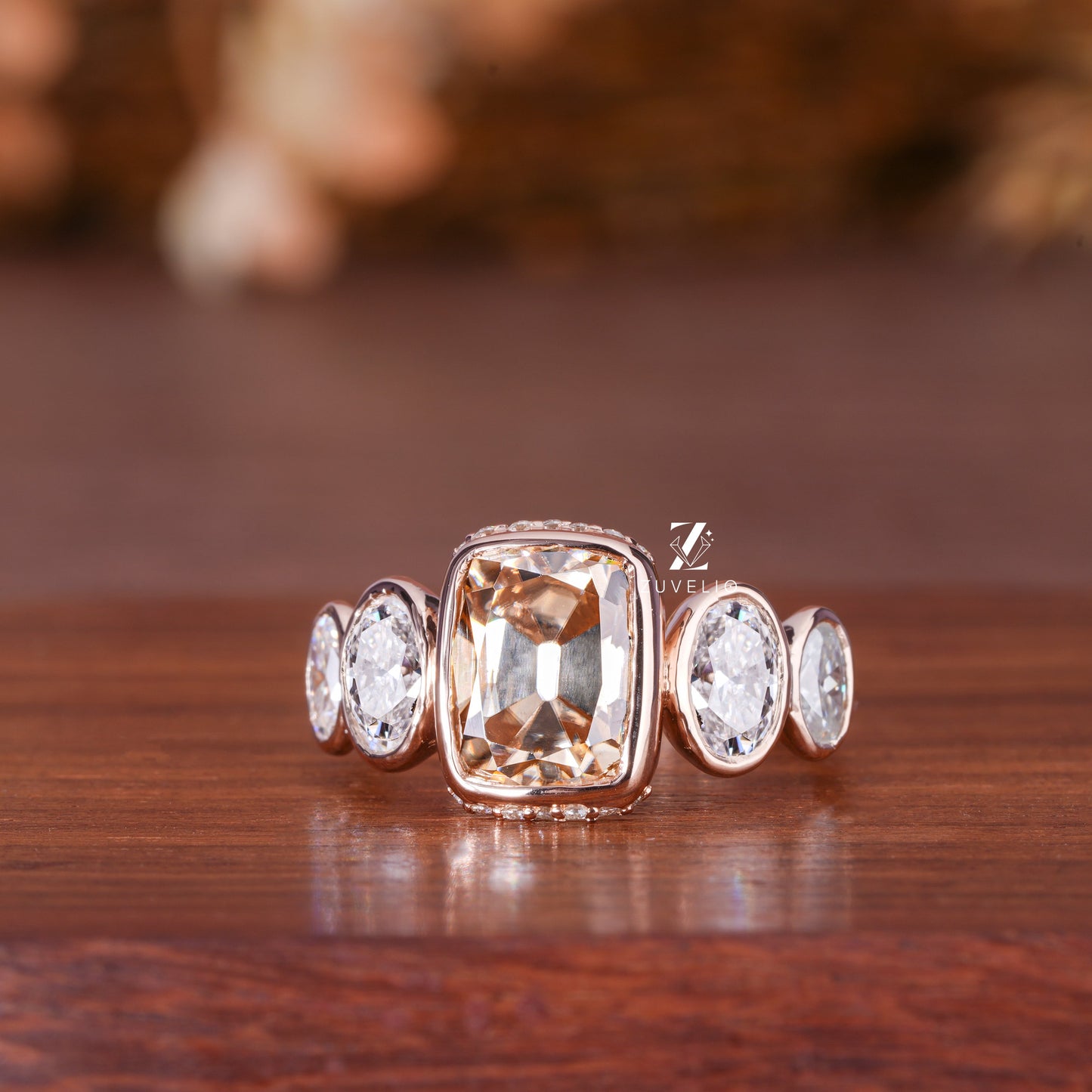 Cushion Chamapgne Moissanite Ring