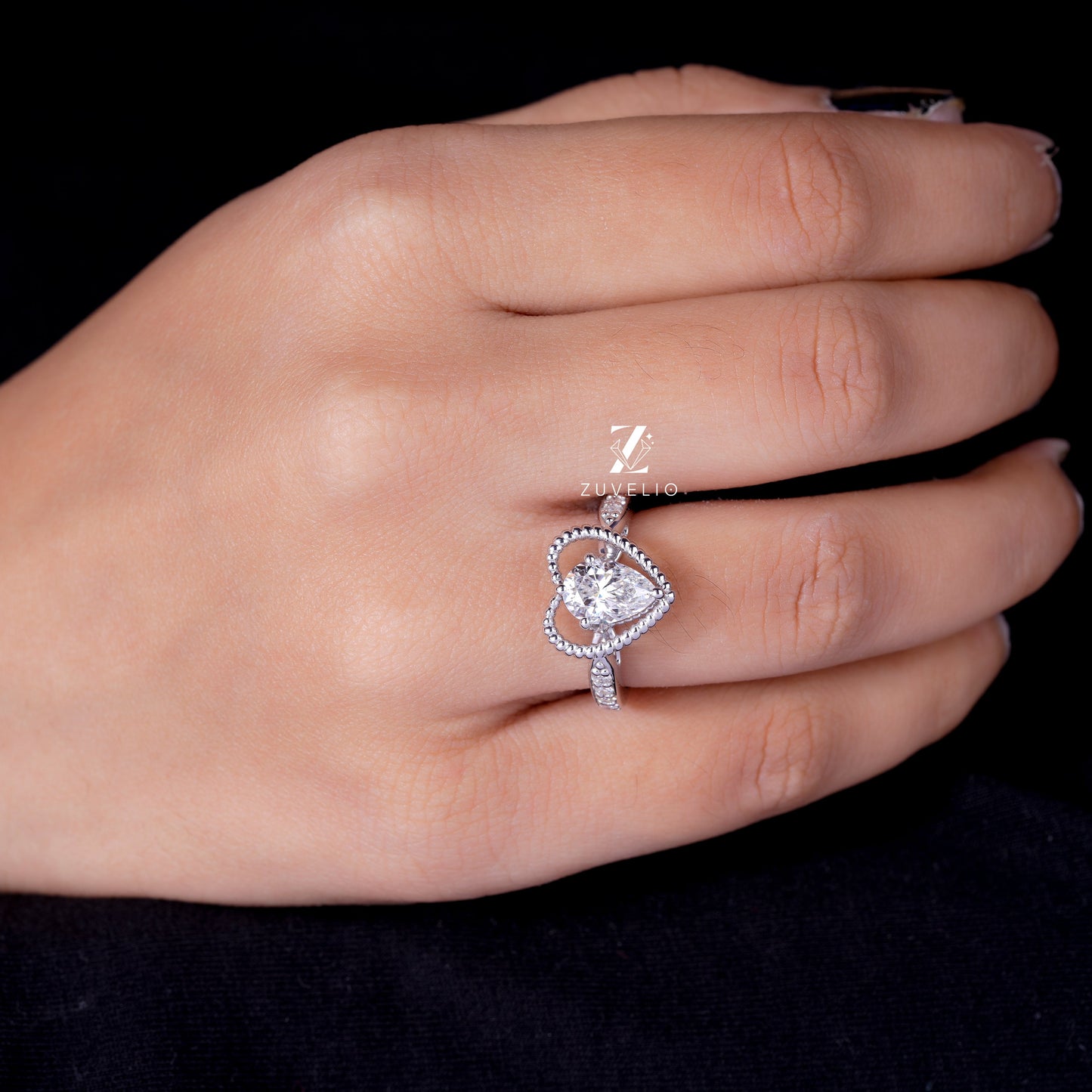 Heart Pear Moissanite Ring