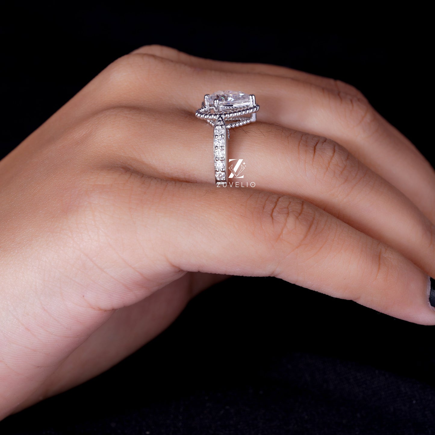 Heart Pear Moissanite Ring