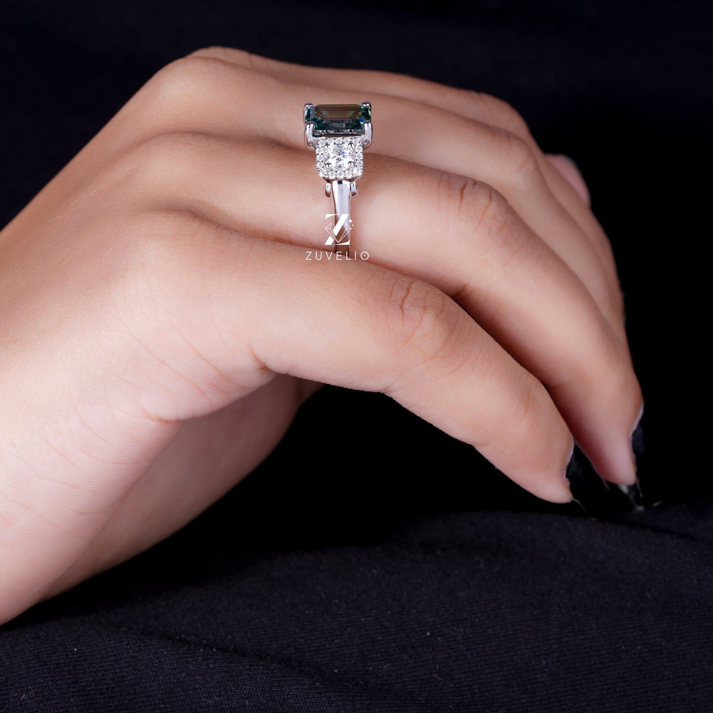 Emerald Cut Moissanite Ring