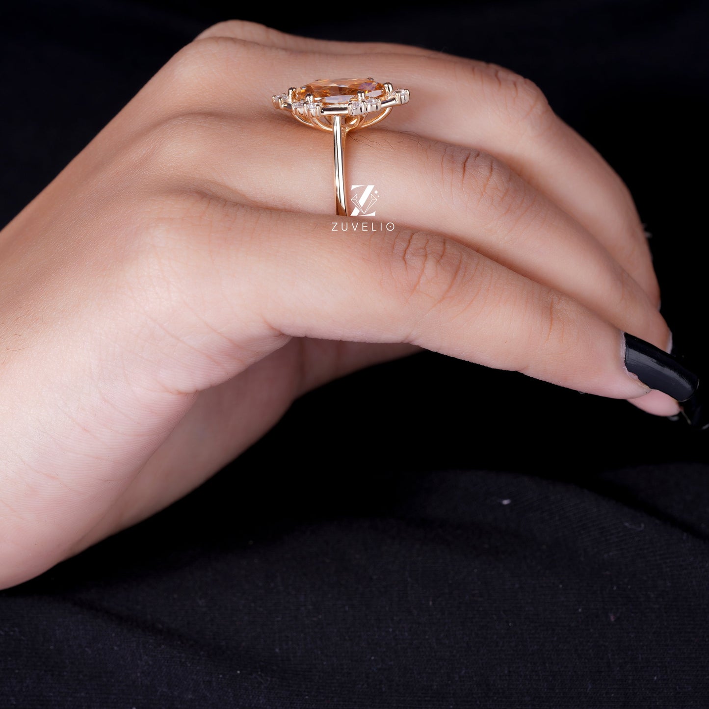 Hexagon Cut Moissanite Ring