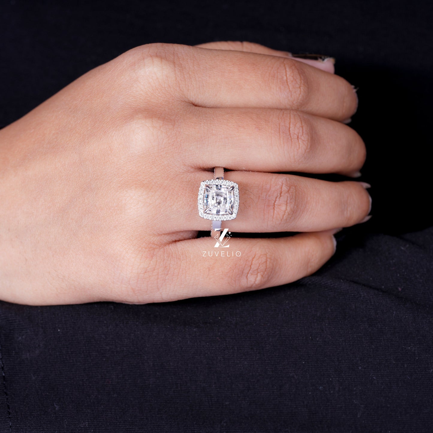 Cushion Cut Moissanite Ring