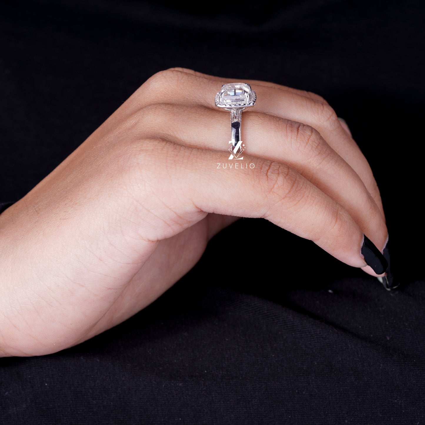 Cushion Cut Moissanite Ring