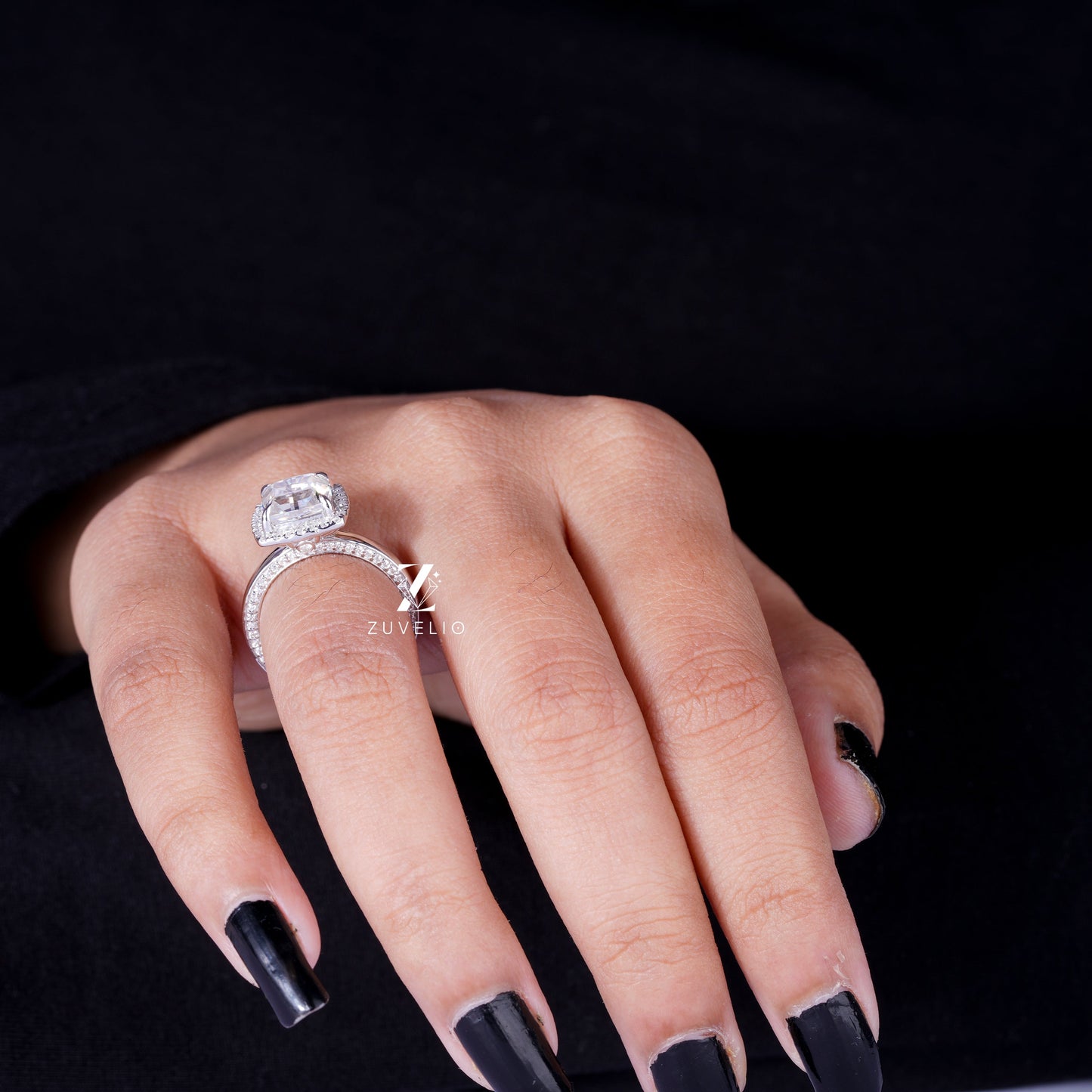 Cushion Cut Moissanite Ring