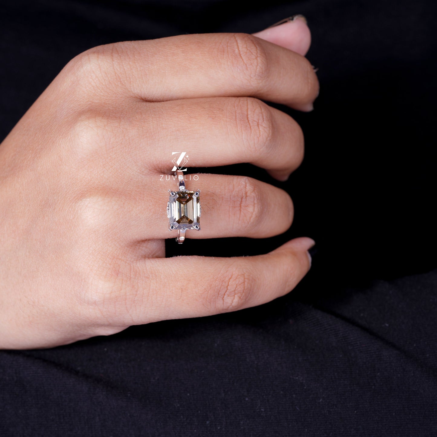 Dark Champagne Moissanite Ring