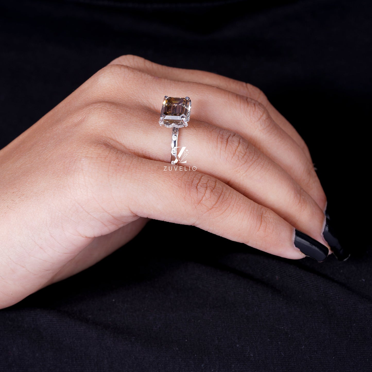 Dark Champagne Moissanite Ring
