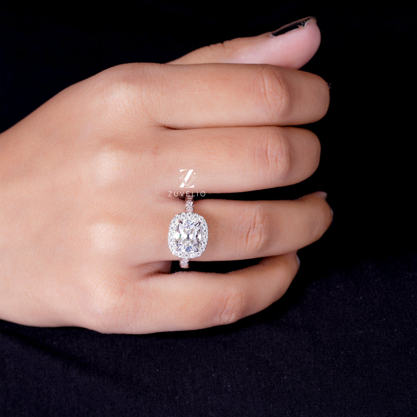 Cushion Cut Moissanite Ring