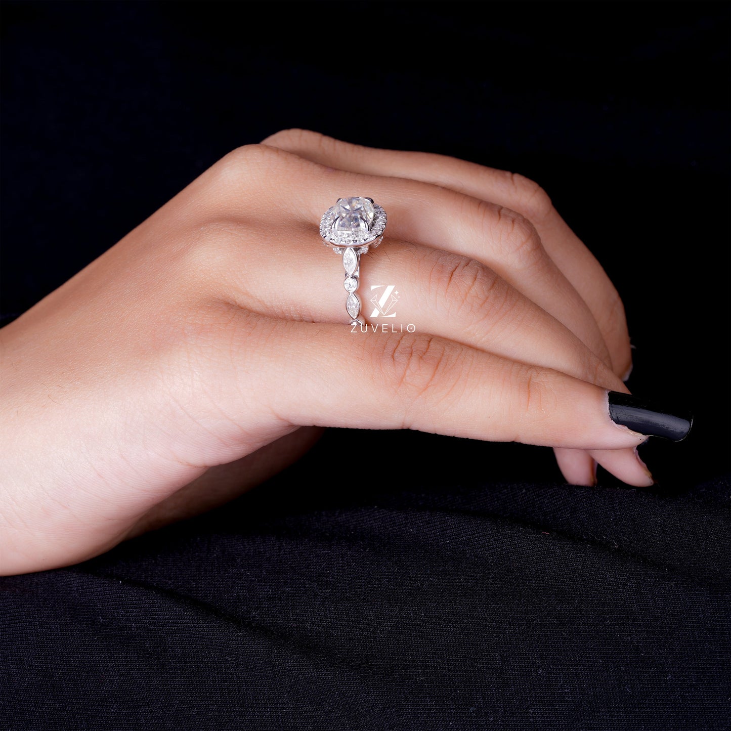 Cushion Cut Moissanite Ring