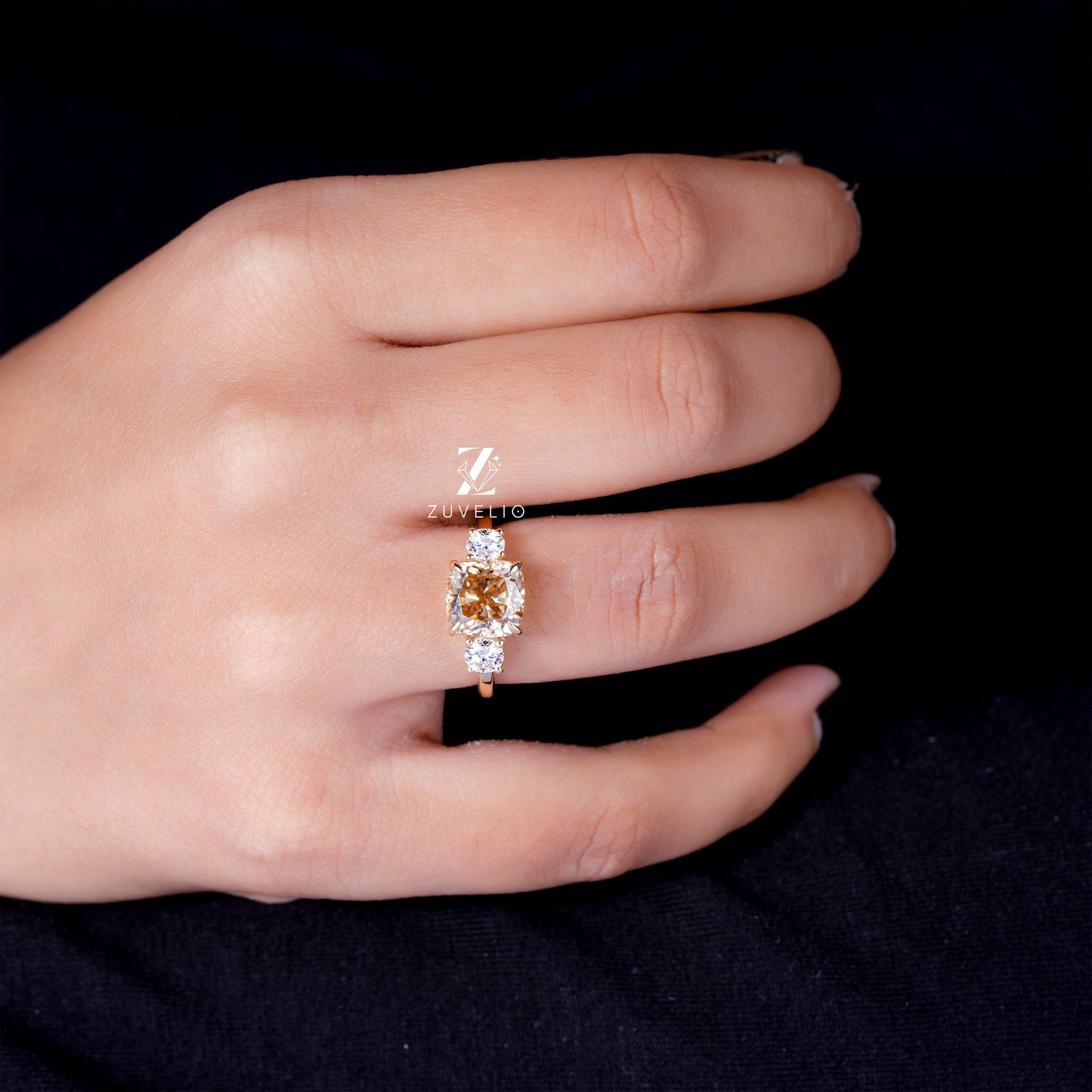 3.15 CTW Champagne  Moissanite Ring