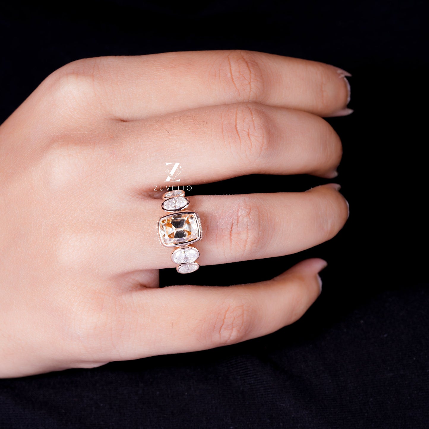 Cushion Chamapgne Moissanite Ring
