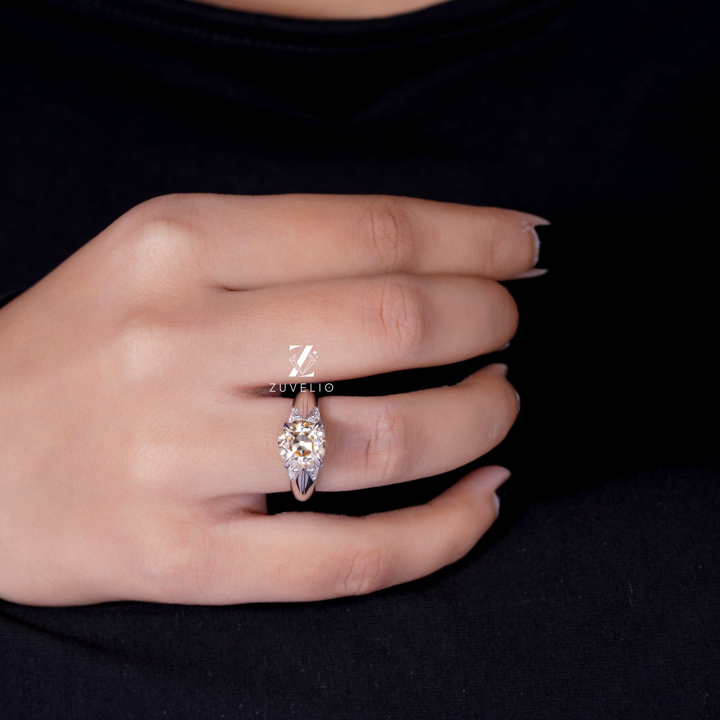 Round Champagne Moissanite Ring
