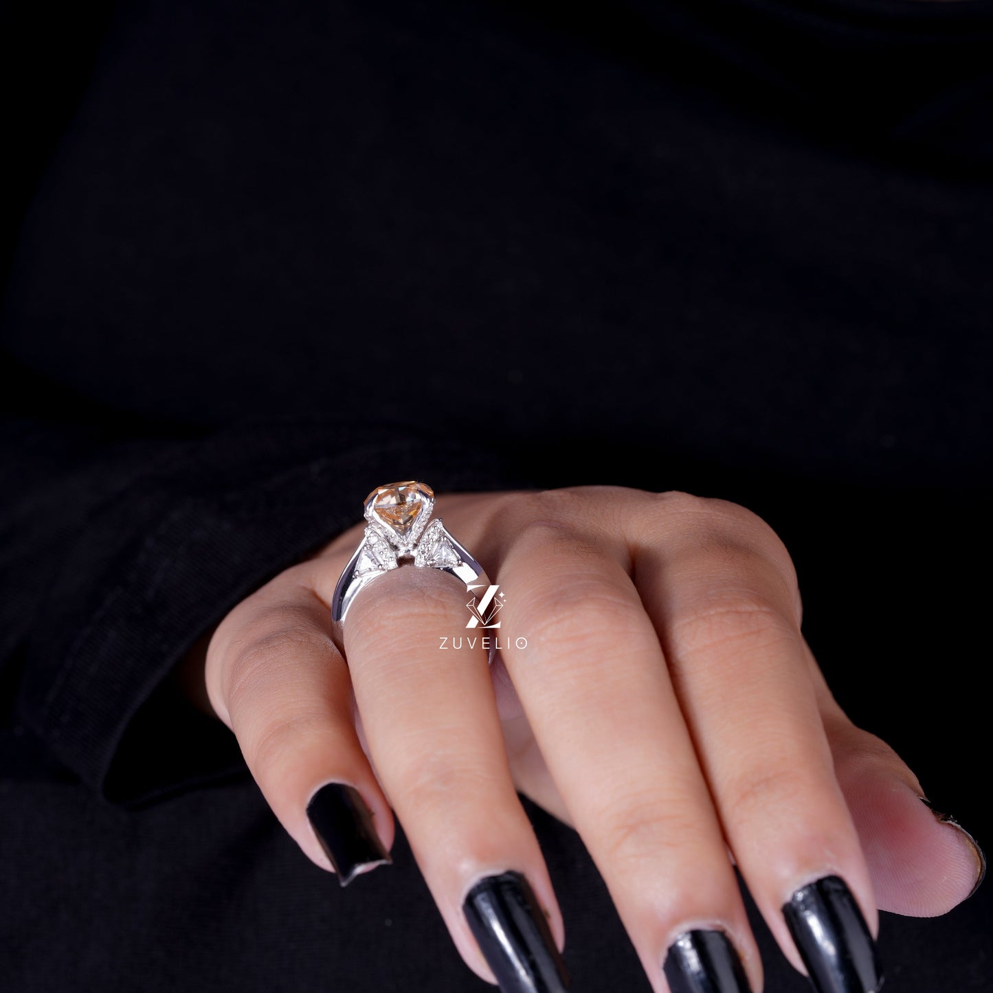 Round Champagne Moissanite Ring