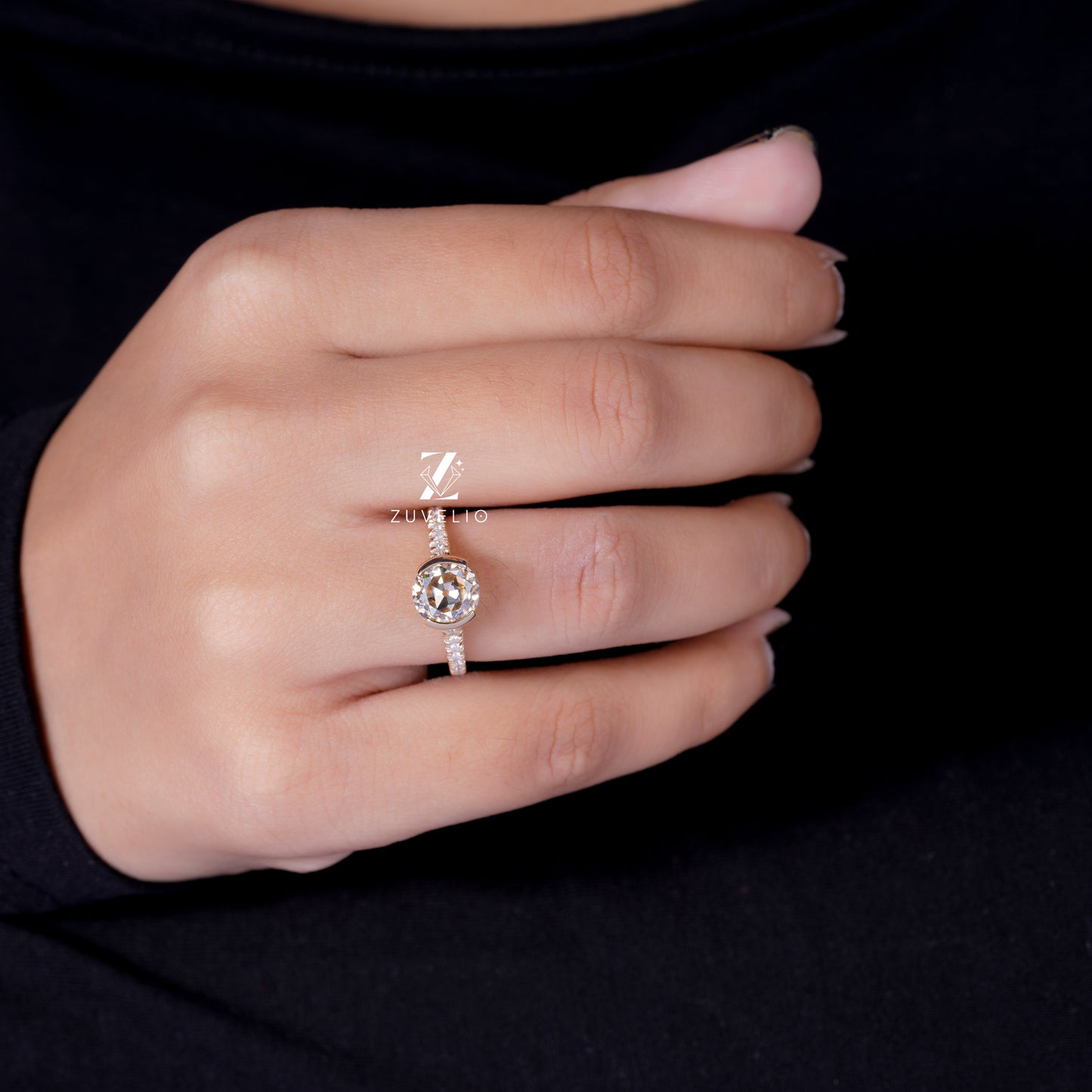 Champange OEC Moissanite Ring