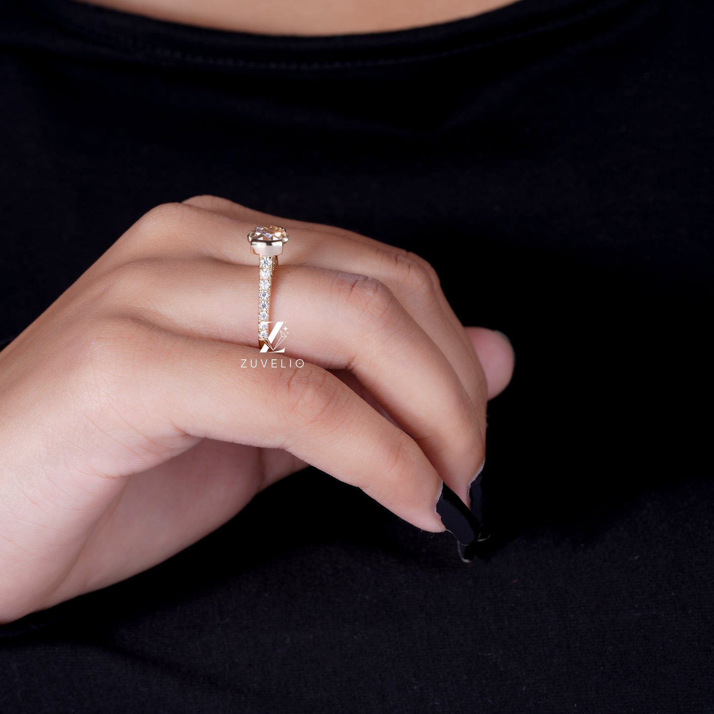 Champange OEC Moissanite Ring