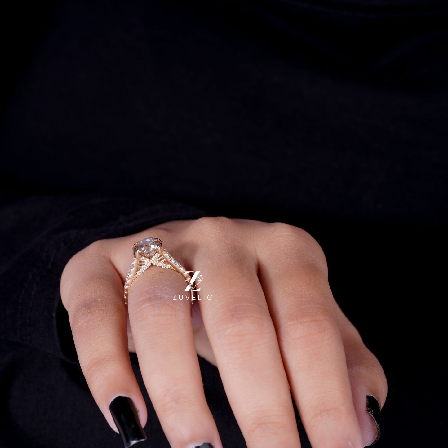 Champange OEC Moissanite Ring