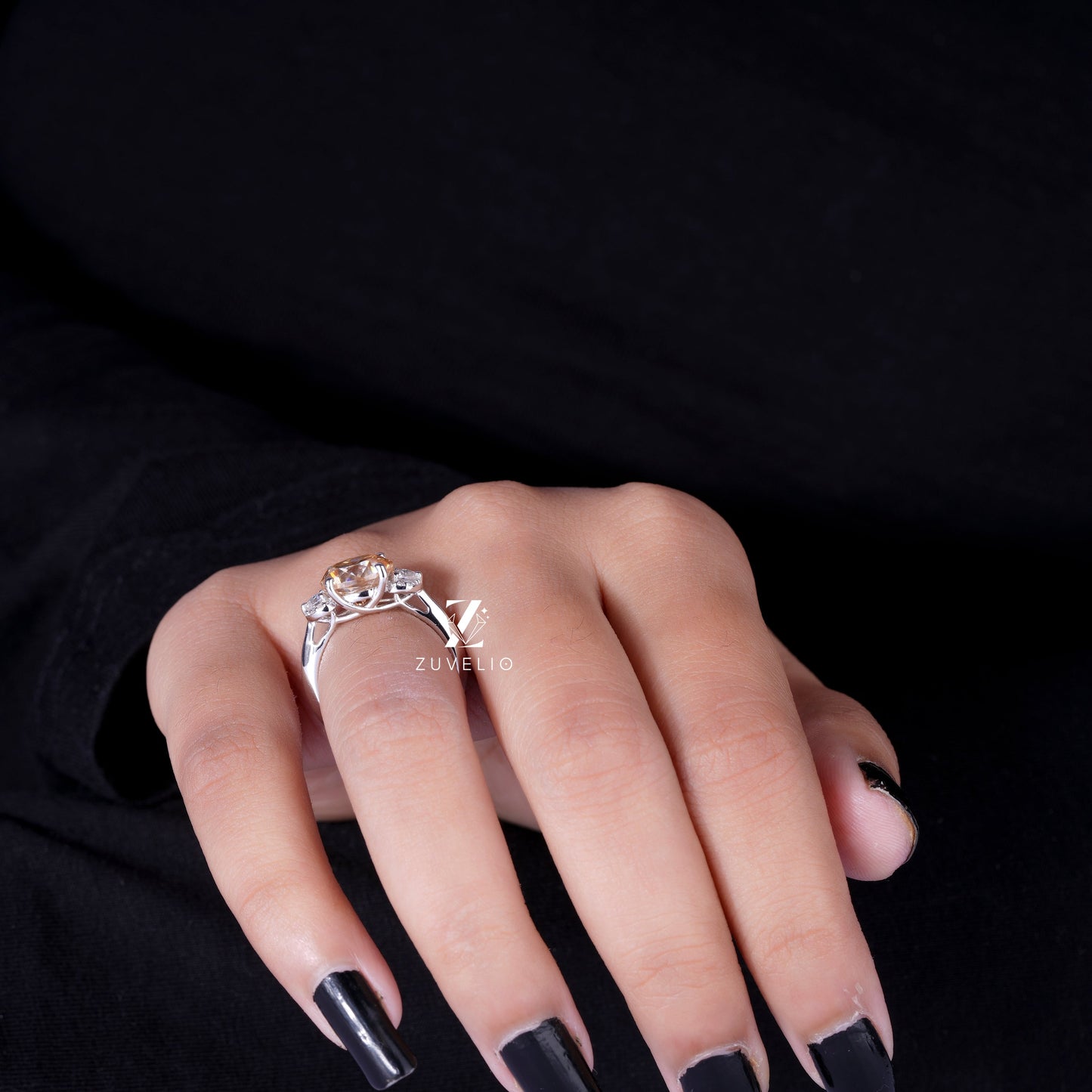 Round Champagne Moissanite Ring