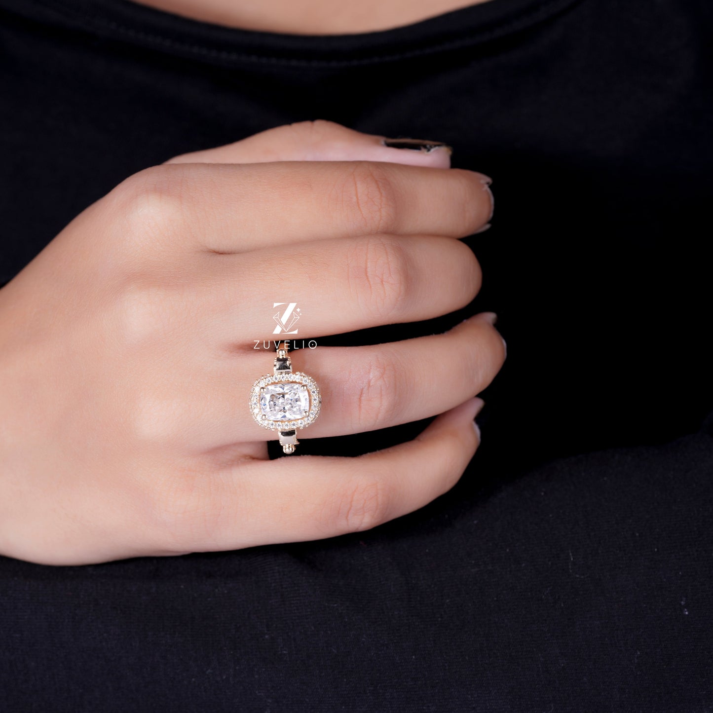 Cushion Cut Moissanite Ring