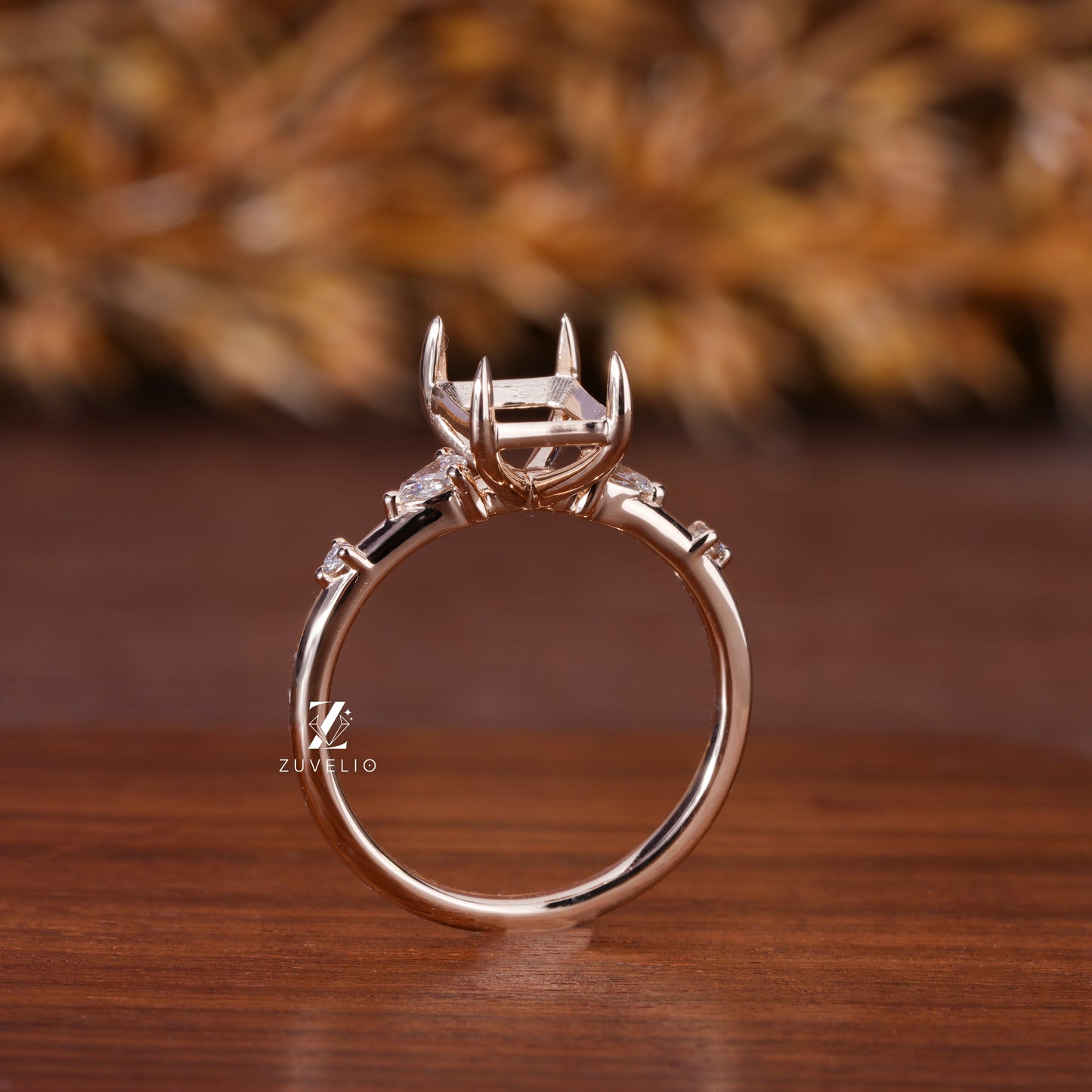 Emerald Semi Mount Diamond Ring