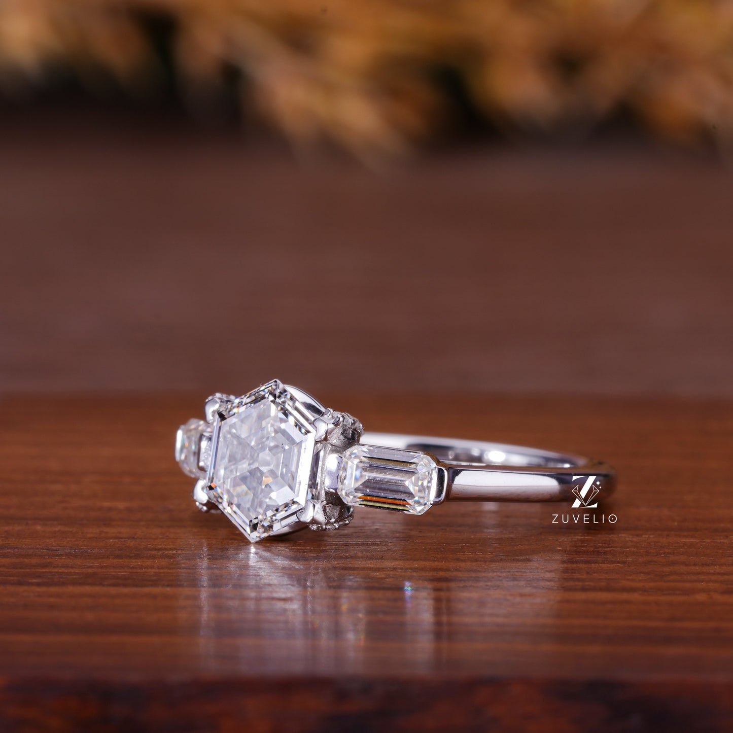 Hexagon Lab Grown Diamond Ring