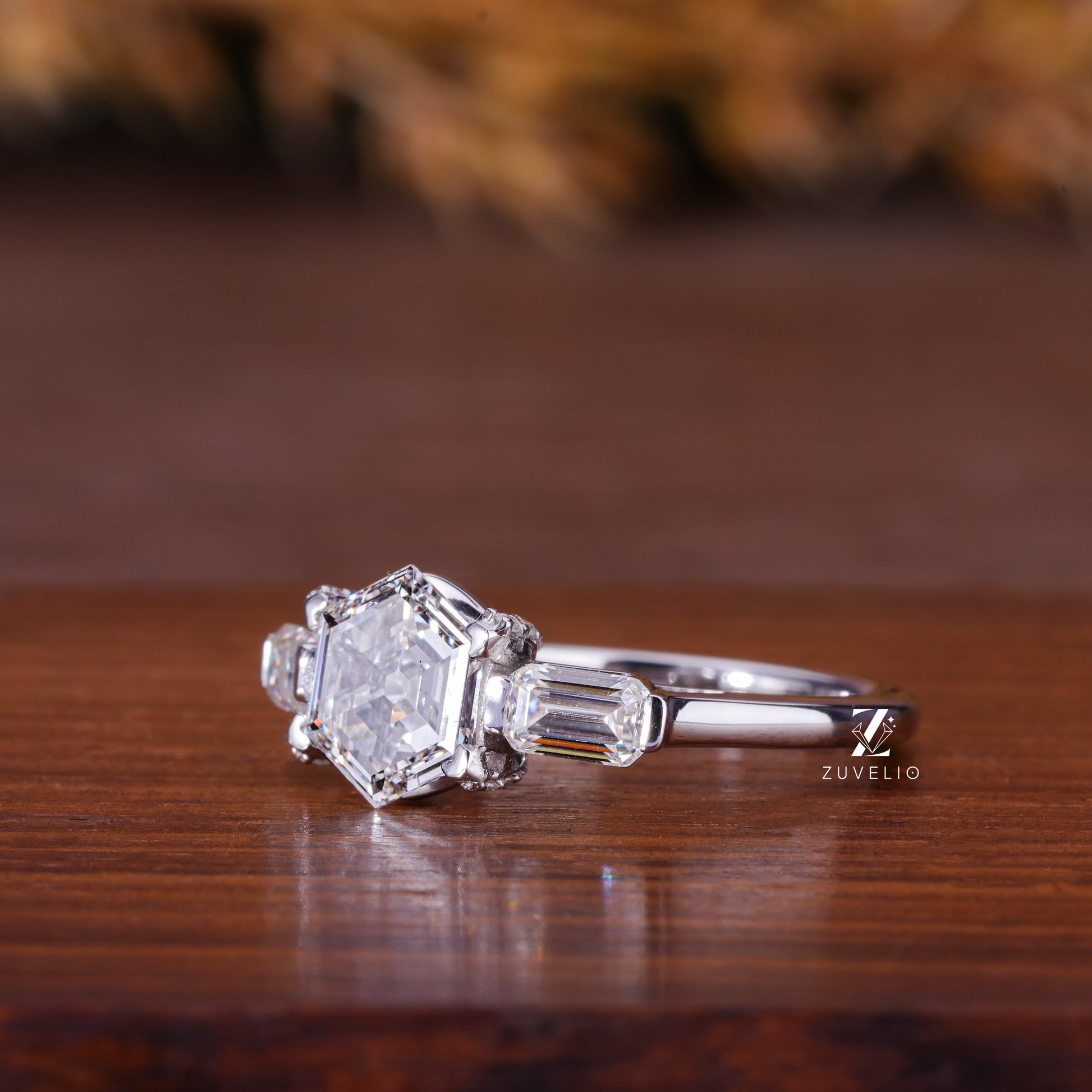 Hexagon Lab Grown Diamond Ring