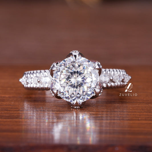 Portuguese Cut Moissanite Ring