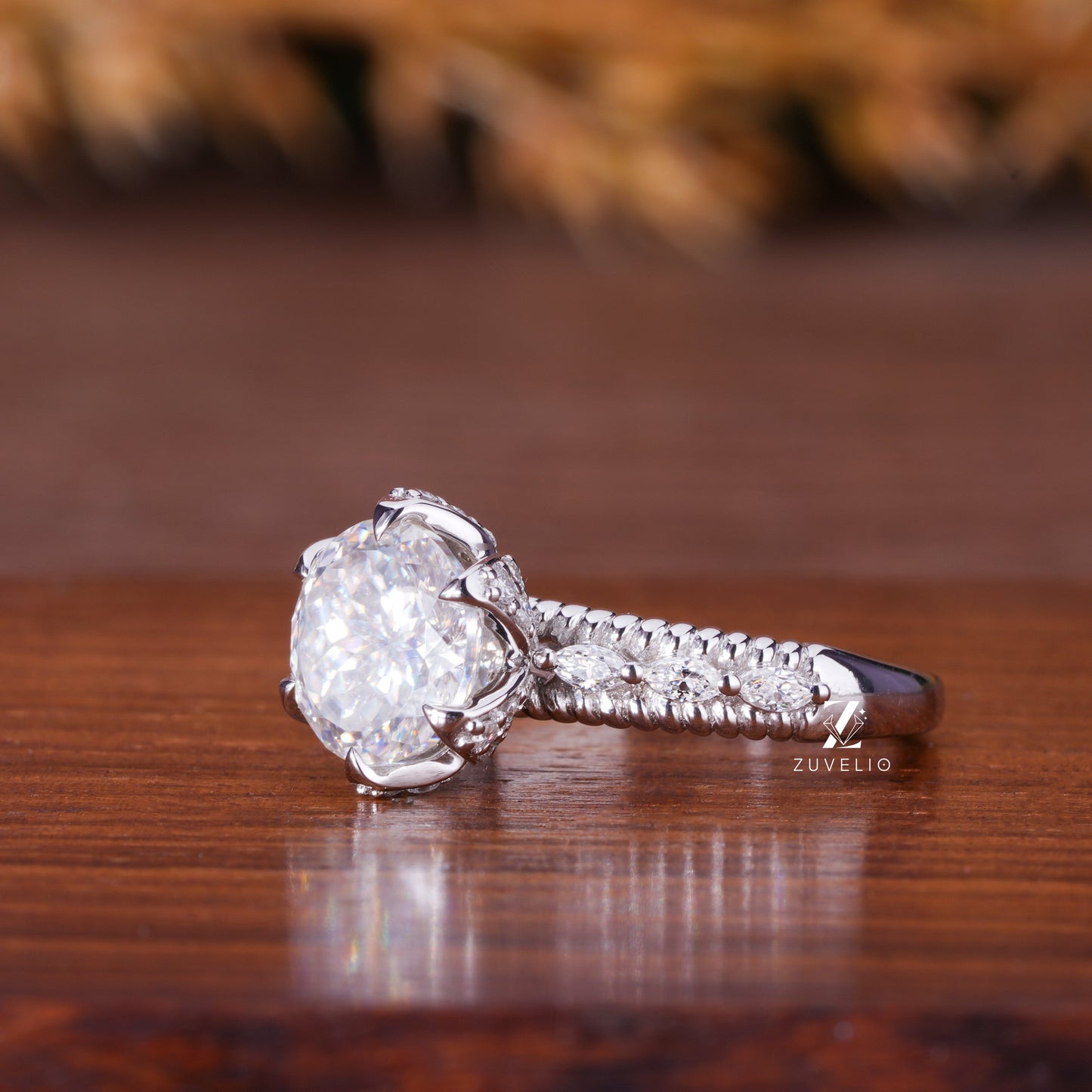 Portuguese Cut Moissanite Ring