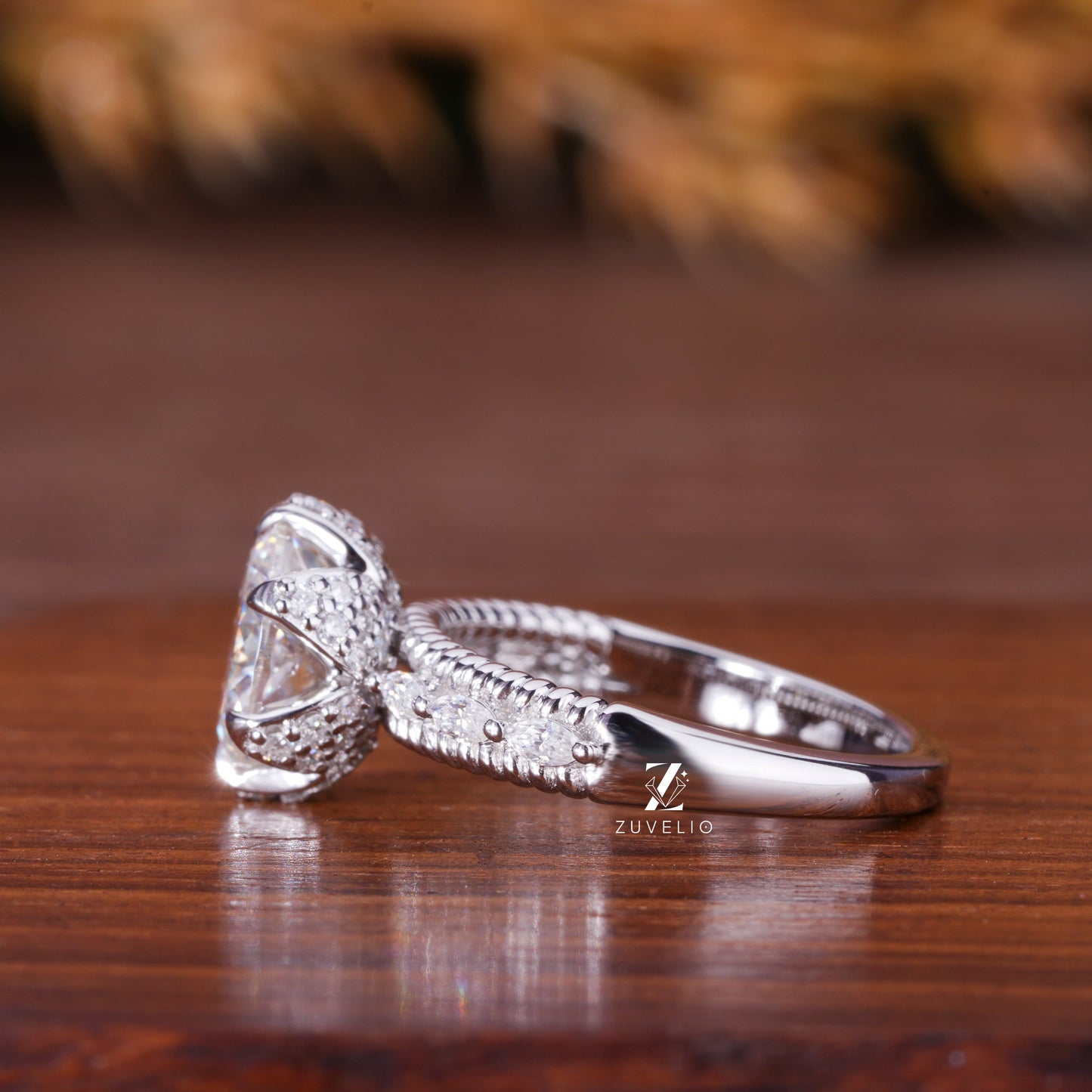 Portuguese Cut Moissanite Ring