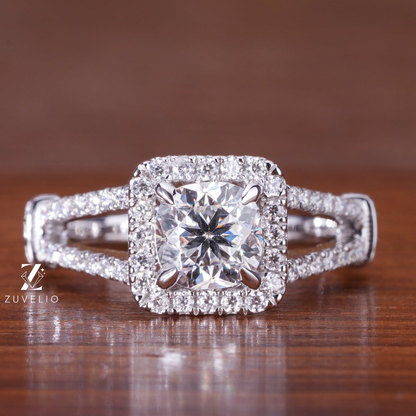 Cushion Cut Moissanite Ring