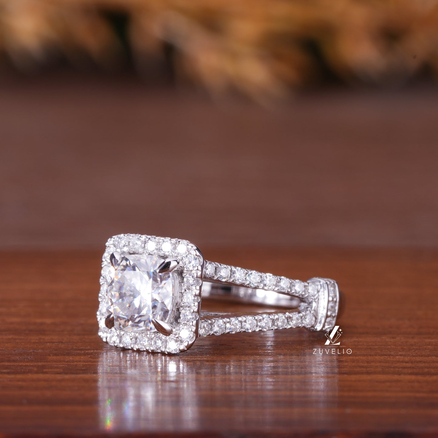 Cushion Cut Moissanite Ring