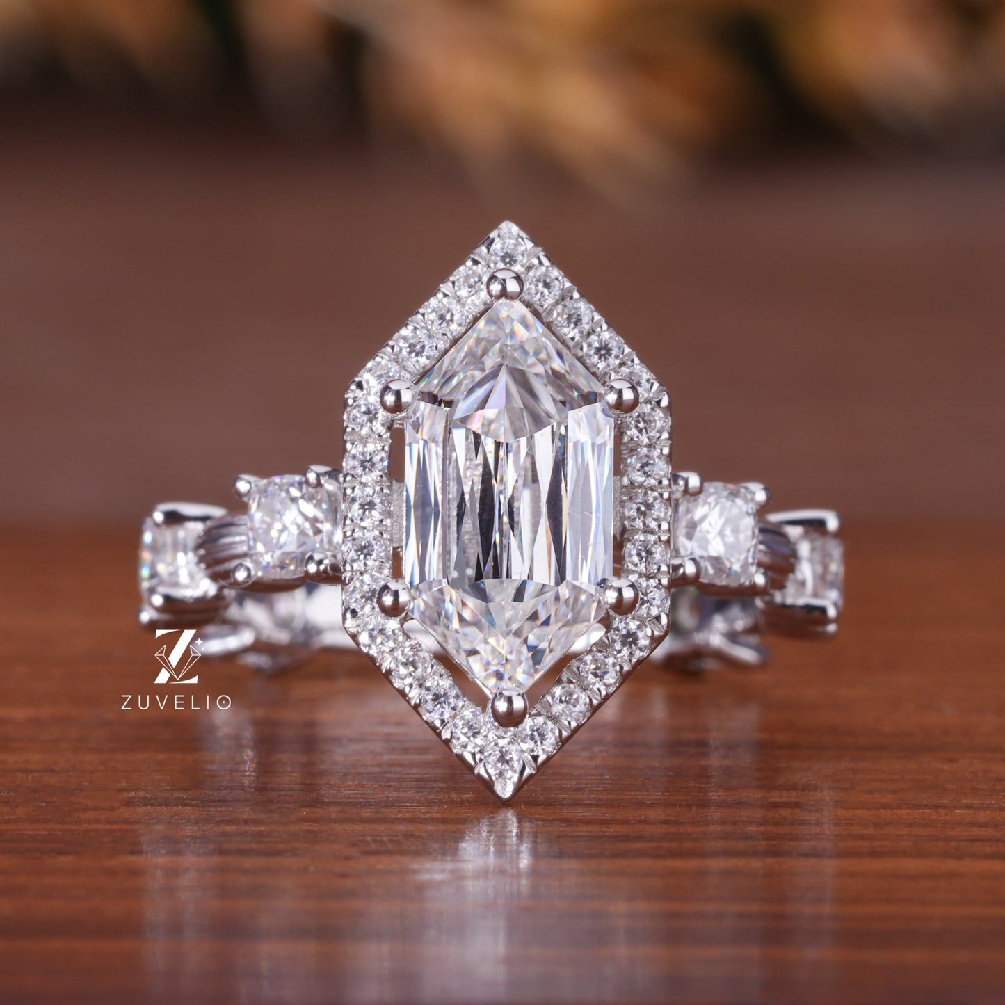 Hexagon Criss Cut Ring