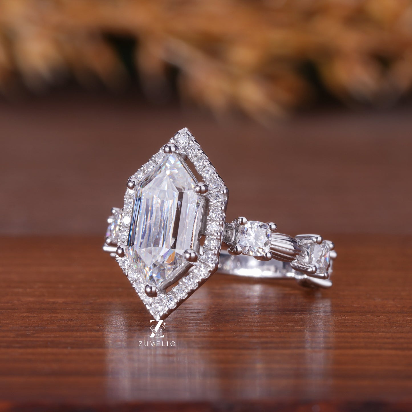 Hexagon Criss Cut Ring