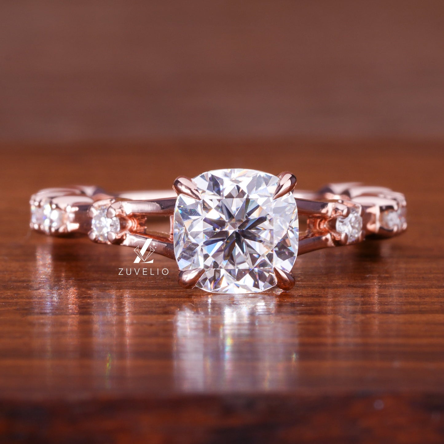 Cushion Moissanite Engagement Ring