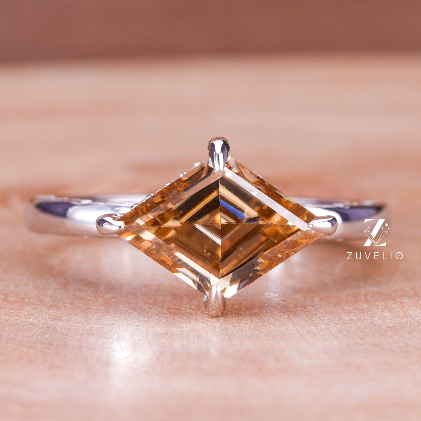 Lozenge Moissanite Engagement Ring