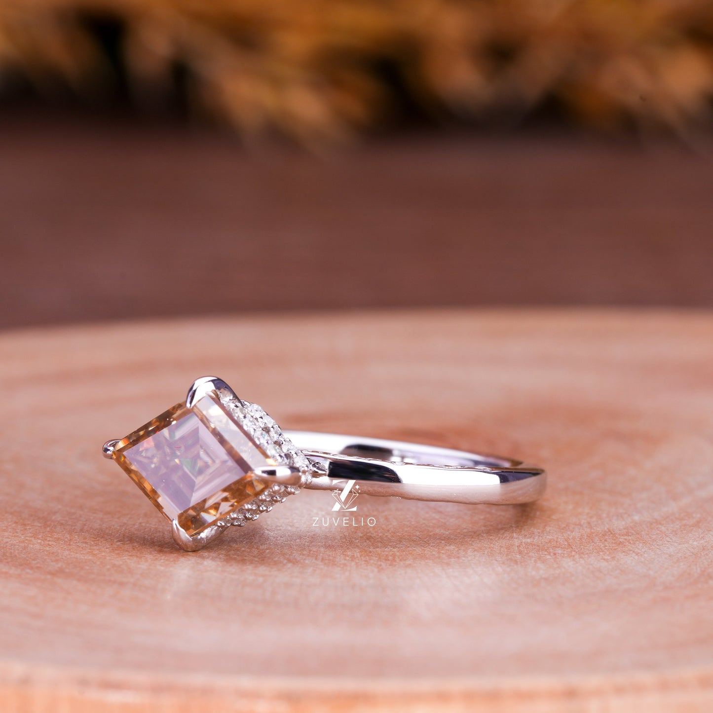 Lozenge Moissanite Engagement Ring