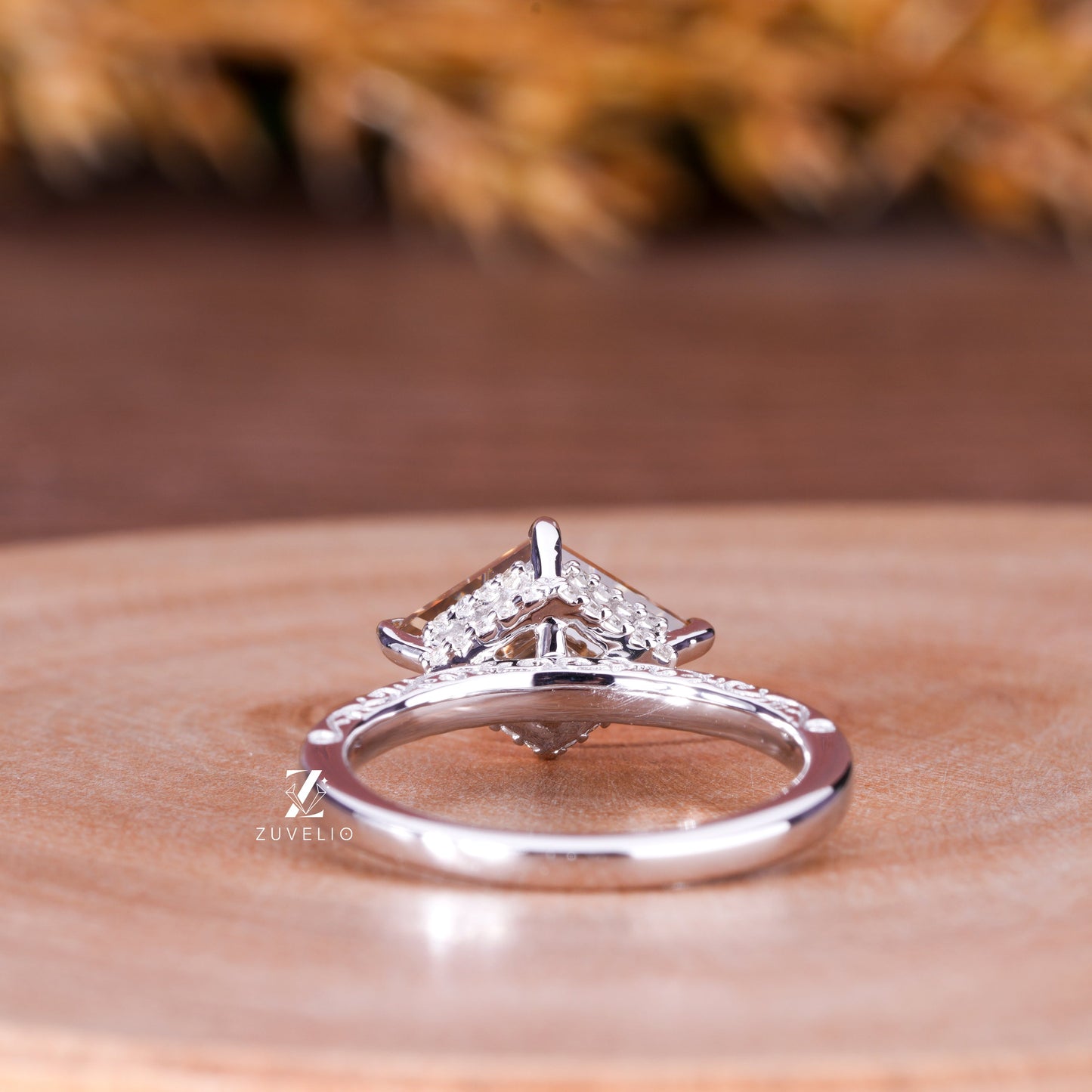 Lozenge Moissanite Engagement Ring