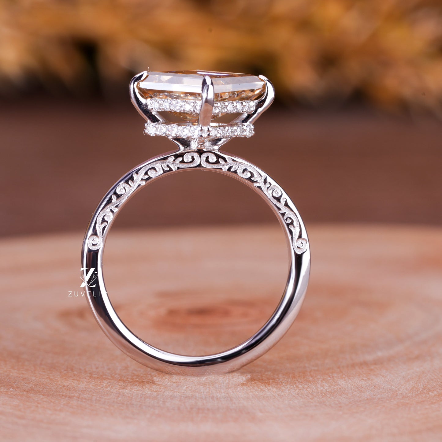 Lozenge Moissanite Engagement Ring