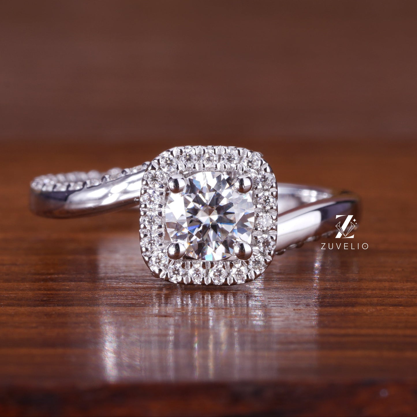 Twisted Halo Moissanite Ring